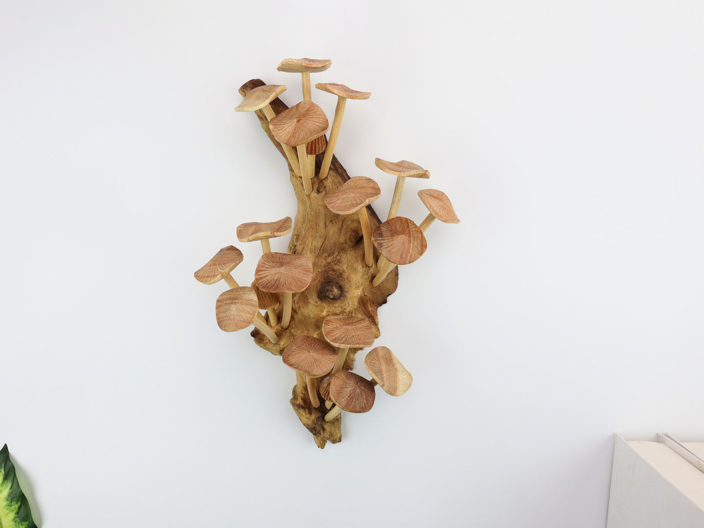 Handcrafted Wooden Mushroom Wall Art - Driftwood Sculpture for Rustic Home Decor