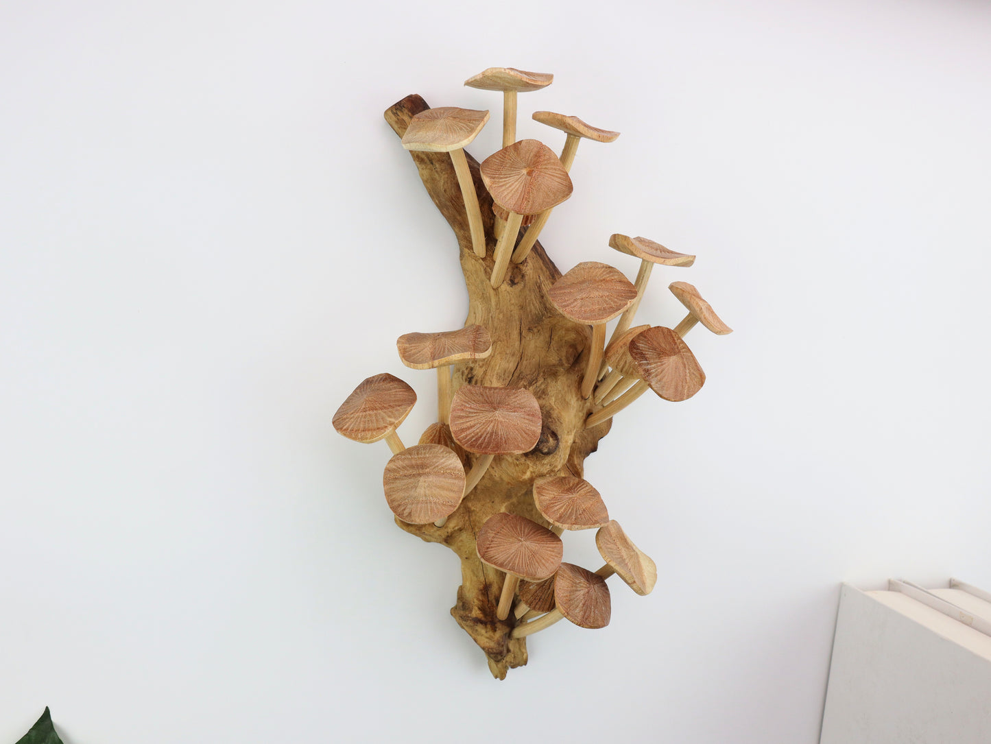 Handcrafted Wooden Mushroom Wall Art - Driftwood Sculpture for Rustic Home Decor