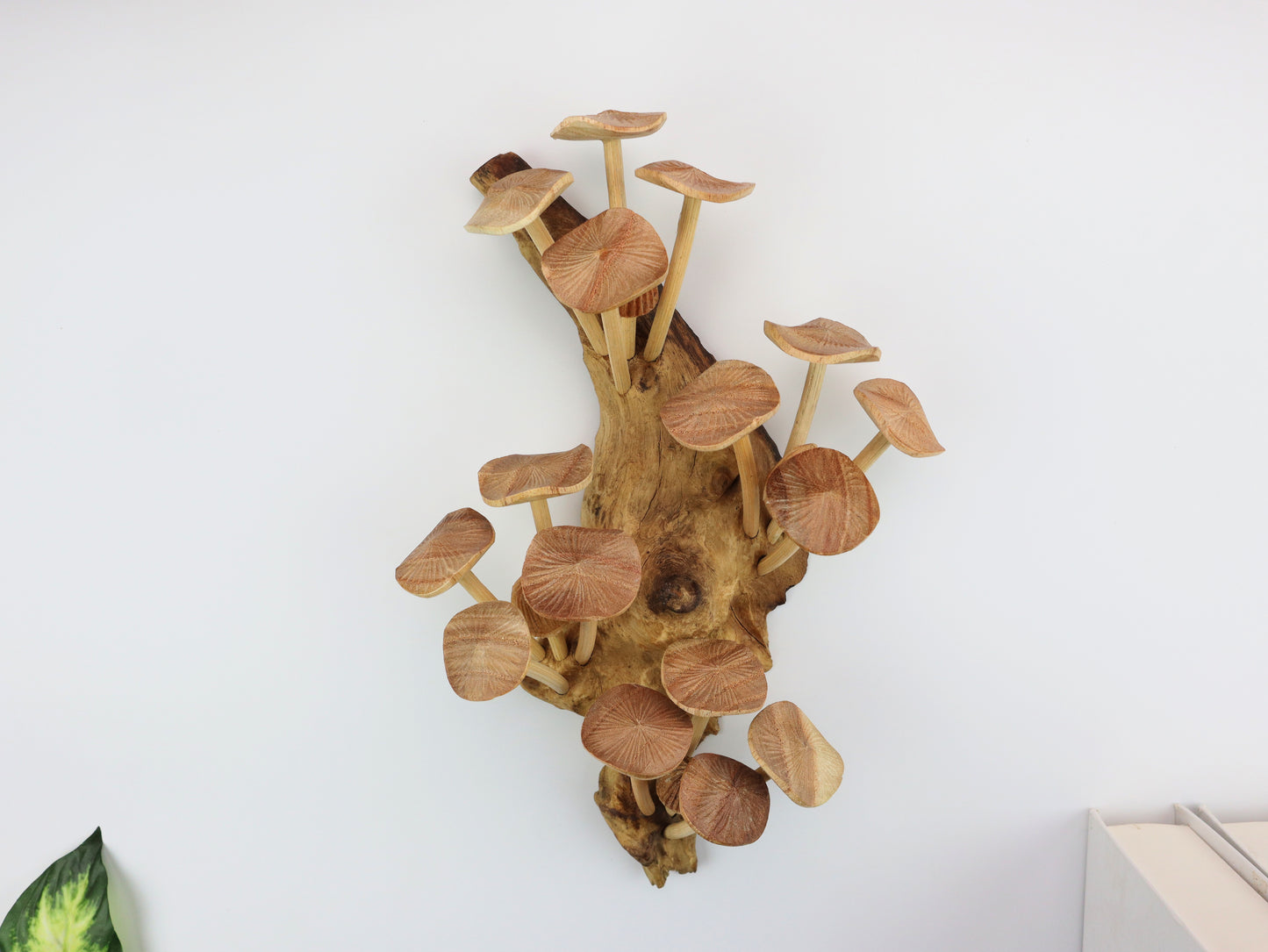 Handcrafted Wooden Mushroom Wall Art - Driftwood Sculpture for Rustic Home Decor