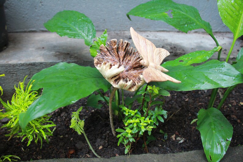 Wooden Flower with Butterfly