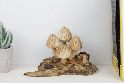 Wood Mushroom Sculpture for Table Deco, Fairy Mushroom Art, Unique Home Decorations, Mushroom Table Deco, Handmade Gift, Birthday, Wedding