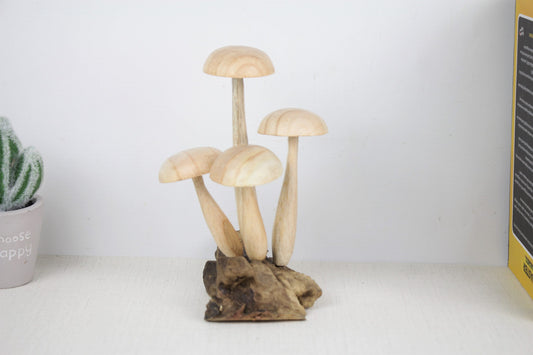 Wooden Mushroom Miniature, Mushroom Sculpture, Floral, Handicraft Statue, Rustic, Aesthetic Room Deco, Indoor Deco, Handmade Deco and Gifts