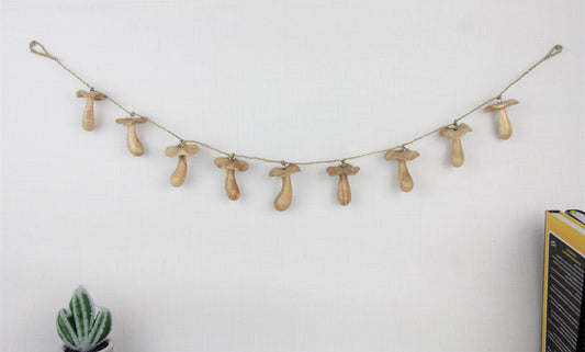 Wooden Mushroom Garland Wall Decorations, Mushroom Wall Art, Garland Mushroom For Wall Art Indoor Decoration, Handmade Gift and Deco