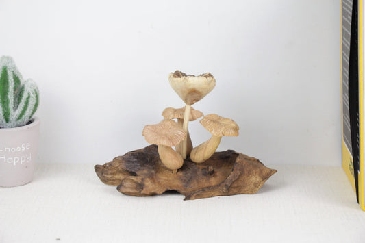 Wooden Mushroom Sculpture, Forest, Nature, Statue, Wood Carving, Figurine, Home Deco, Ornament, Unique, Birthday Gift, Handmade Gift Deco