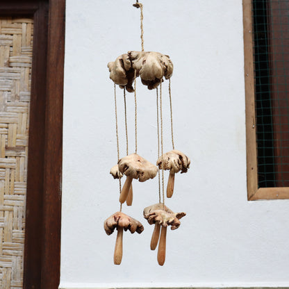 Handmade Wooden Mushroom Wind Chimes Decorations, Wind Chime For Indoor Decorations, Handmade Art Mushroom Wind Chime for Gift