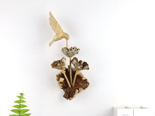 Wooden Hummingbird Wall Deco