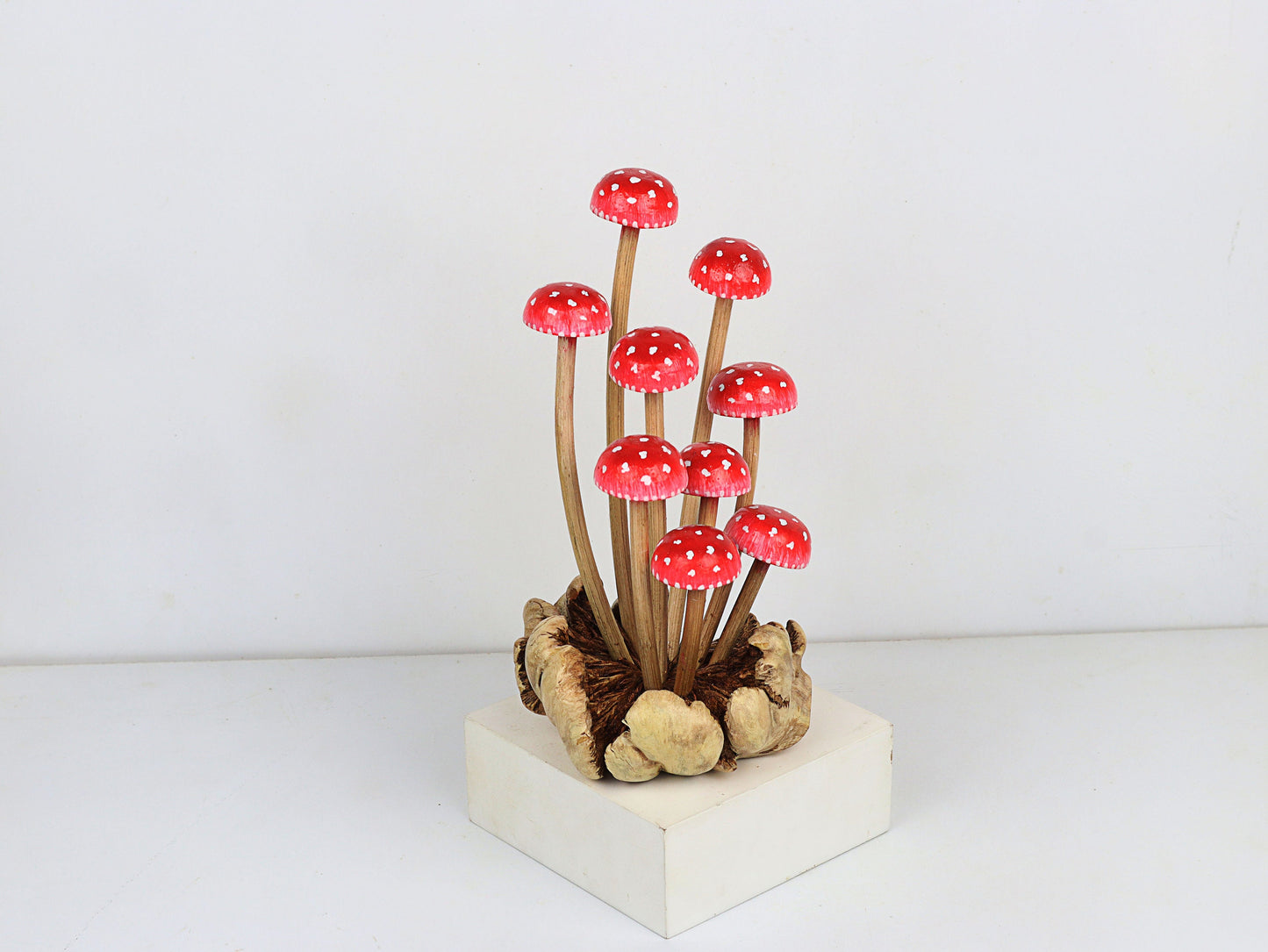 Wooden Red Mushroom Art | Handcrafted and Hand-Painted | Rustic Woodland Home Decor | Nature-Inspired Accent