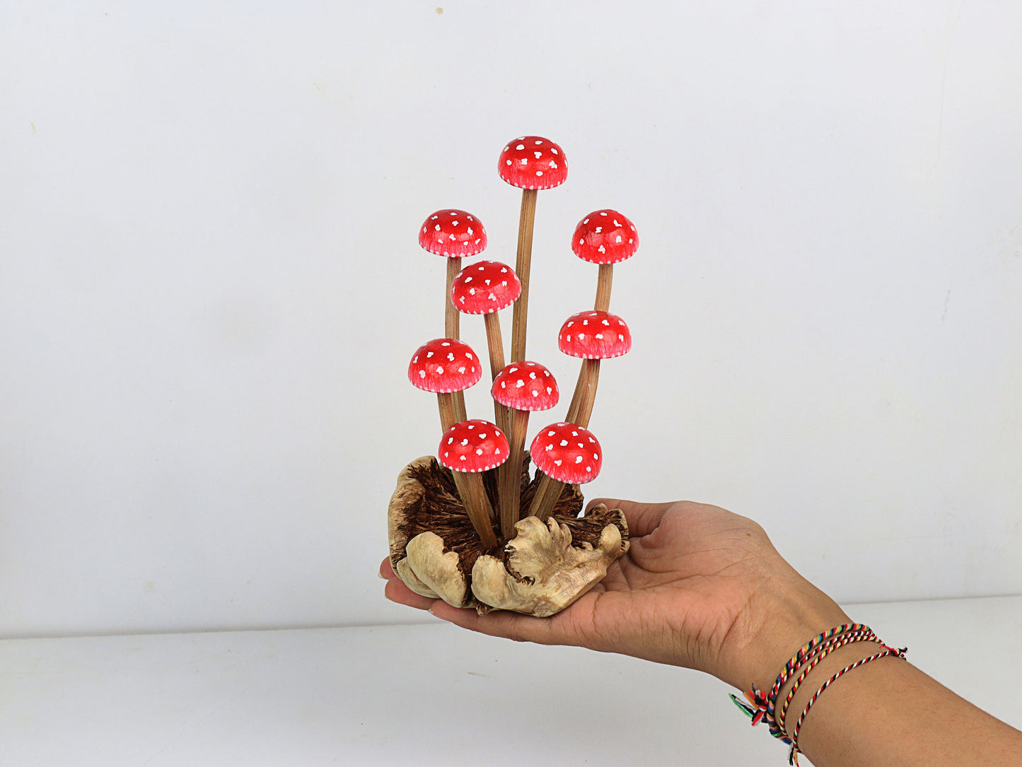 Wooden Red Mushroom Art | Handcrafted and Hand-Painted | Rustic Woodland Home Decor | Nature-Inspired Accent