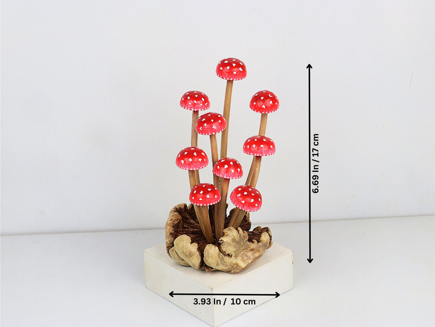 Wooden Red Mushroom Art | Handcrafted and Hand-Painted | Rustic Woodland Home Decor | Nature-Inspired Accent