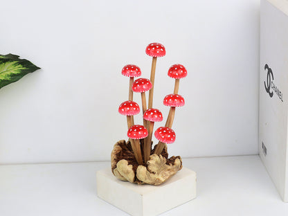 Wooden Red Mushroom Art | Handcrafted and Hand-Painted | Rustic Woodland Home Decor | Nature-Inspired Accent