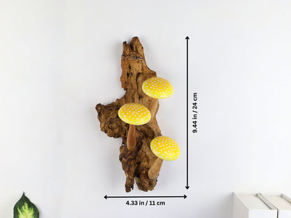 Yellow Mushroom Wall Hanging, Wooden Mushroom Deco, Hand-Painted Wall Art, Nature-inspired Home Deco, Gifts for Her, Wedding, Handmade Gifts