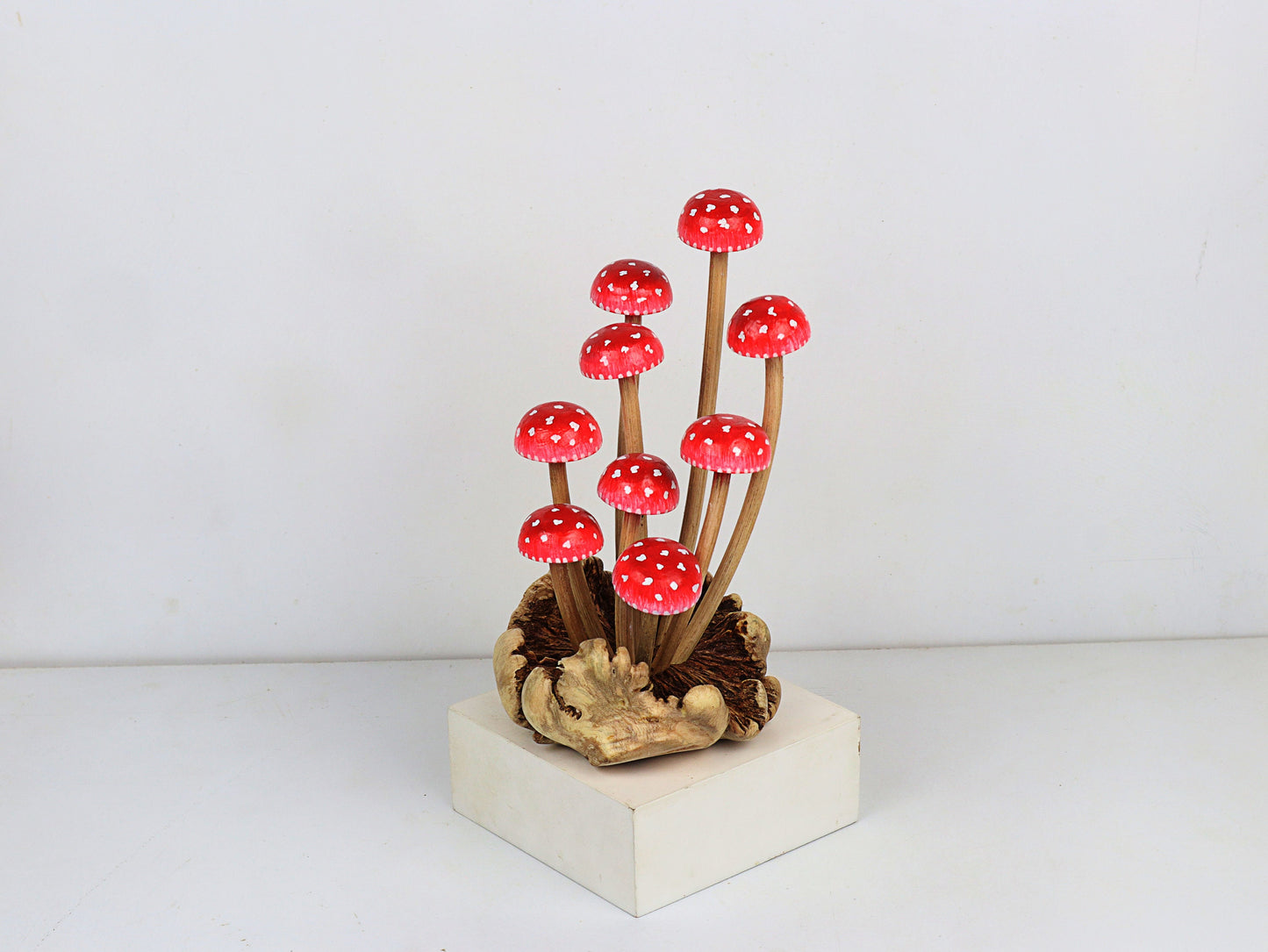 Wooden Red Mushroom Art | Handcrafted and Hand-Painted | Rustic Woodland Home Decor | Nature-Inspired Accent