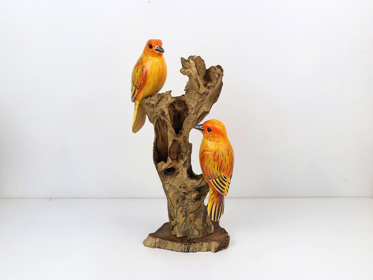 Hand-Painted Wooden Bird Sculpture | Nature-Inspired Driftwood Art | Unique Home Decor | Perfect Gift for Bird and Art Lovers