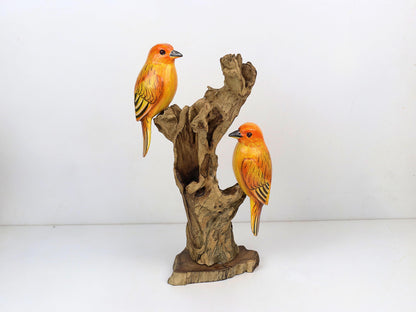 Hand-Painted Wooden Bird Sculpture | Nature-Inspired Driftwood Art | Unique Home Decor | Perfect Gift for Bird and Art Lovers