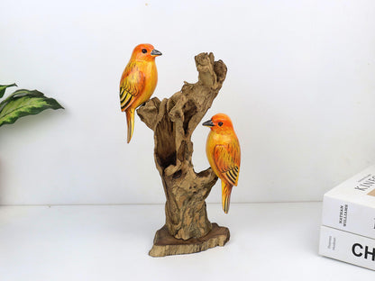 Hand-Painted Wooden Bird Sculpture | Nature-Inspired Driftwood Art | Unique Home Decor | Perfect Gift for Bird and Art Lovers