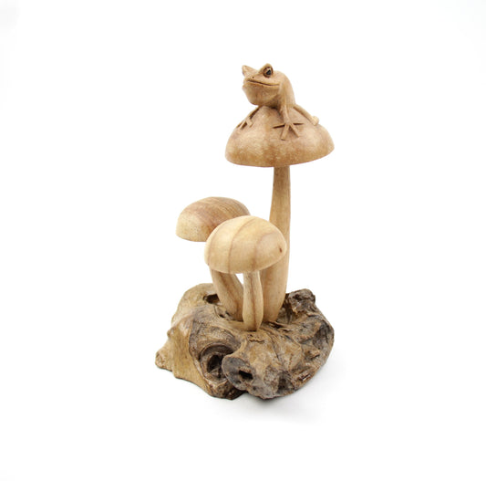 Frog on Mushroom Sculpture