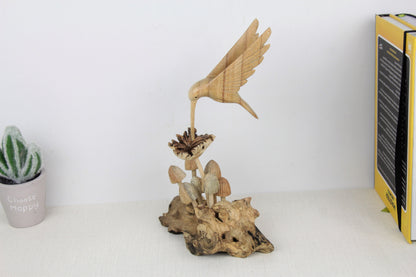 Hummingbird On Mushroom Sculpture