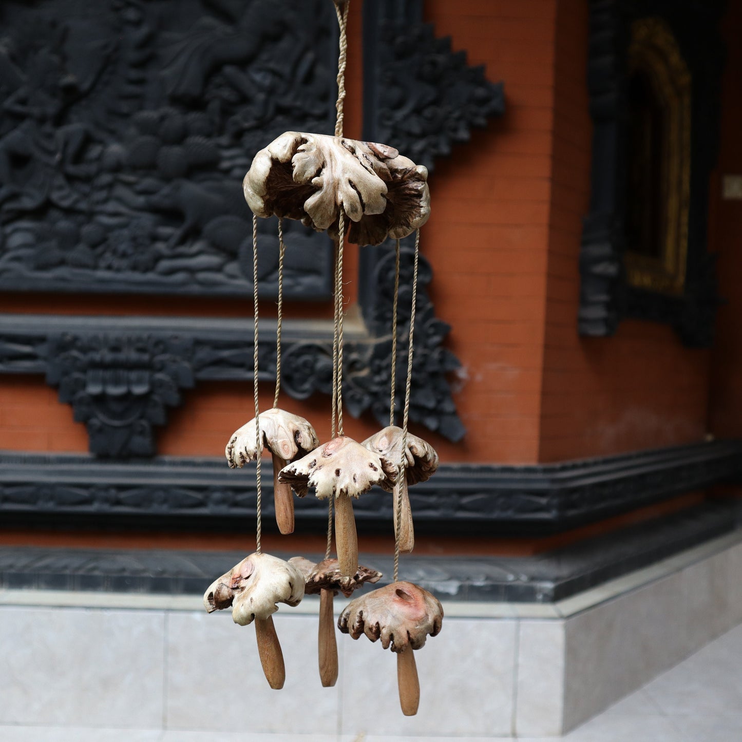 Wooden Mushroom Wind Chimes Decorations